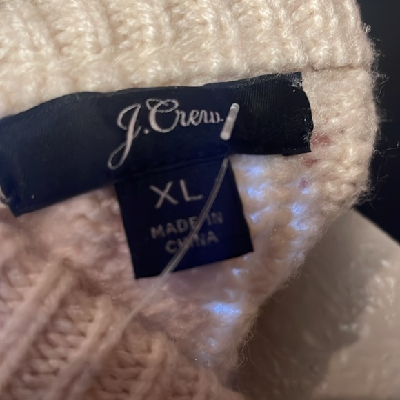 J. Crew Wool Blend Fisherman’s Popcorn Knit Sweater, Ivory size XL - Picture 4 of 5